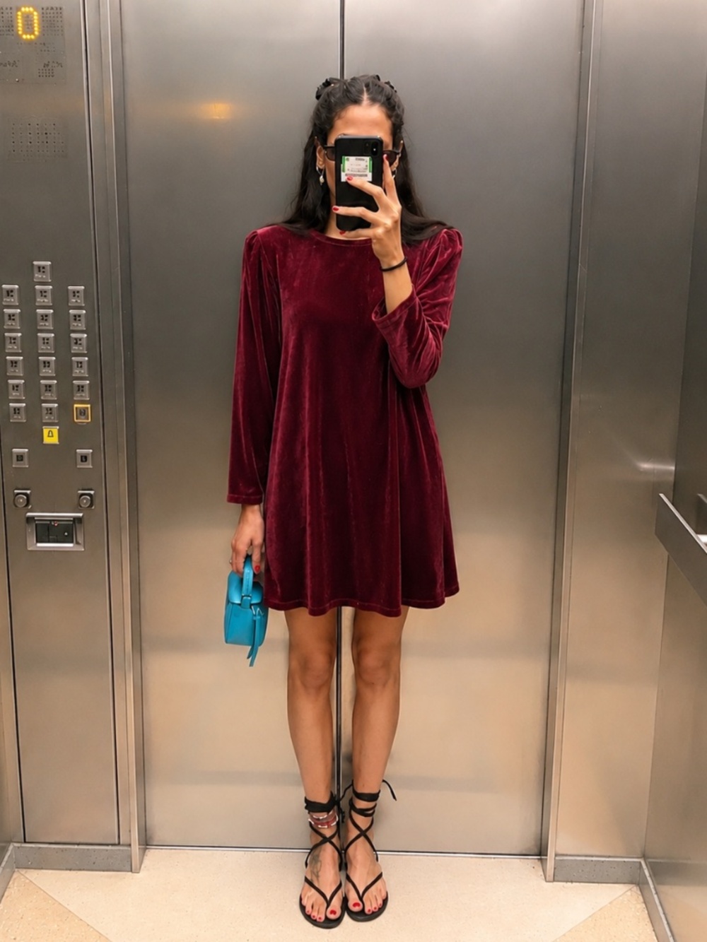 NWT Eileen Fisher Velvet Silk Crew Neck Long Sleeve Shift Dress Sz XXS